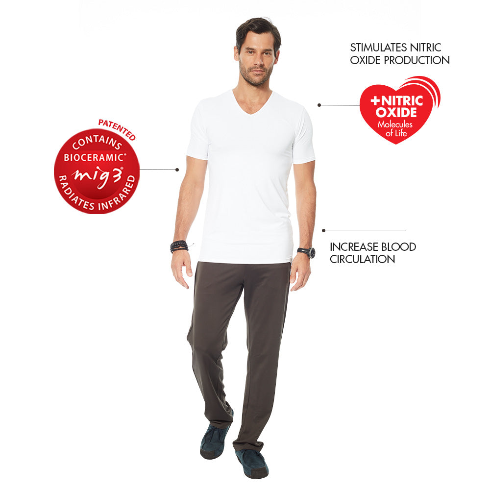 Invel® Therapeutic Men's Basic V-Neck Shirt with Bioceramic MIG3® Far-Infrared Technology - Invel North America